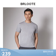 Brloote/巴魯特男士橫機彈力T恤70支拉絲棉德國16針橫機透氣短袖夏裝 圓淺灰 190/108A