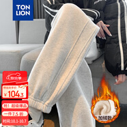 唐獅（TonLion）2024女束腳顯瘦休閑側拼衛褲WP 加絨款/冷麻灰 L 