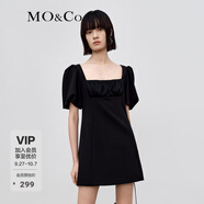MO&Co.秋季小黑裙連衣裙泡泡袖MBB3DRS004顯白設(shè)計(jì)感法式短款moco 黑色 S 160