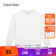 Calvin Klein CK童裝男女童套頭無帽衛(wèi)衣冬季新款舒適毛圈兒童上衣內(nèi)搭 象牙白 120 /60 【建議身高110-116cm】