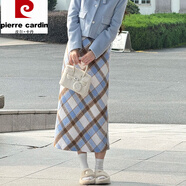 皮爾卡丹（pierre cardin）名媛小香風(fēng)毛呢套裝女冬季感加厚短外套半身裙千金一整套穿搭 毛呢格紋半身裙（單件） S *建議85--95斤