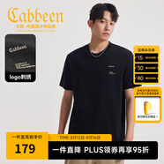 卡賓（CABBEEN）【索羅娜涼感】短袖男士T恤燙珠花卉字母繡花夏季短袖T恤男裝 煤黑色01（舒適版型） L /175/50