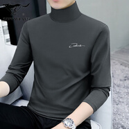 七匹狼狼隱高領(lǐng)印花2025新疆棉高翻領(lǐng)純棉長(cháng)袖T恤男秋衣明星同款秋季打底衫 炭灰色 C8023款薄高領(lǐng) M 85-115斤