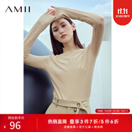 AMII女裝2025秋季簡潔通勤基礎(chǔ)款百搭半高領(lǐng)修身毛衣女顯瘦長 花駝 L
