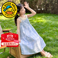 G.DUCKKIDS小黃鴨童裝女童連衣裙夏季2025新款兒童吊帶沙灘裙女孩背帶裙夏裝 藍色 90 尺碼1~2歲【80-90cm】cm