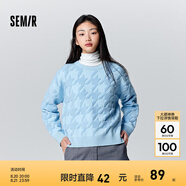 森馬毛衣女冬寬松時(shí)尚氣質(zhì)圓領(lǐng)針織衫優(yōu)雅千鳥(niǎo)格套頭衫女裝內搭 藍色調00388 165/88A/L