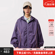 幻走（MOVEUP）2023秋季新款.FUN系列 連帽裝飾繩口袋設計師短款外套女 絳紫 L
