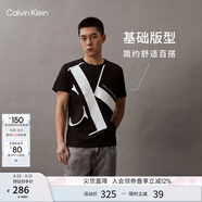 Calvin Klein Jeans夏季男女情侶中性ck純棉醒目大字母印花圓領(lǐng)短袖T恤J318471 BEH-黑色 S （推薦120-135斤）