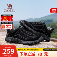 駱駝（CAMEL）登山鞋男防滑舒適戶外徒步運(yùn)動(dòng)休閑鞋男女新款透氣男士復(fù)古鞋子 G15A370083  黑色（皮面款） 41
