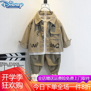 迪士尼（Disney）男童秋裝套裝童裝新款春秋兒童服裝小男孩衣服1歲寶寶秋季三件套5 草綠色 休閑字母三件套 100 建議2-3歲 體重25-30斤