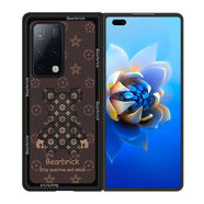 華為matex2手機殼matex5潮牌暴力熊MateX6折疊屏防摔皮紋硬殼 FT黑花熊 華為MateX3/X3典藏版