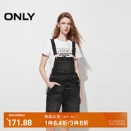 ONLY夏季復(fù)古做舊毛邊高腰背帶褲短褲牛仔褲女|12427N003 J0Z 牛仔灰 L (170) 72A