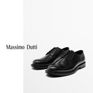 Massimo Dutti 秋季新品2025 男鞋 休閑百搭黑色德比鞋 12233650 黑色 單層 黑色 40 40