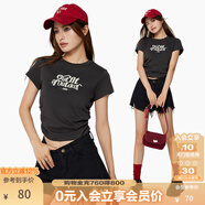 KAMA卡瑪短袖涼感冰皮抽褶辣妹緊身T恤夏季女百搭顯瘦上衣打底衫 深灰 L