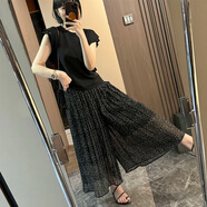 馨顏時(shí)尚百搭波點(diǎn)裙褲女2025年夏季新款洋氣氣質(zhì)時(shí)尚百搭垂感休閑褲 黑色 M 建議95-110斤