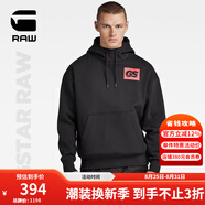 G-STAR RAW秋冬款保暖加厚衛(wèi)衣GS印花寬松抽繩連帽加絨舒適男D23482 黑色 L