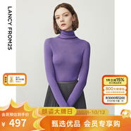 朗姿【王楚然同款】純羊毛高領(lǐng)針織衫秋冬內(nèi)搭打底上衣曠野美拉德 數(shù)碼紫色2 M