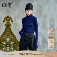 日著(zhù)酷酷風(fēng)格女裝秋季新款 打底顯瘦高領(lǐng)長(cháng)袖針織衫套頭毛衣女 藍色 M