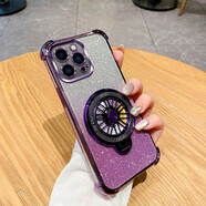 佩諾（PINO）蘋果6/6SPlus手機(jī)殼iPhone 6s/6保護(hù)套四角防摔配支架電鍍閃粉透明高級(jí)時(shí)尚新潮款軟外殼【閃粉四角防摔】+紫色陀螺支架蘋果6plus/6Splus通用