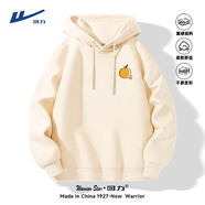 回力（Warrior）秋冬衛衣男女同款寬松重磅連帽外套情侶潮流運動(dòng)套頭衫 淺米  M 