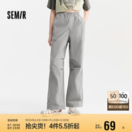 森馬[防曬 UPF50+]休閑褲女質(zhì)感長褲夏季闊腿傘兵褲109324127011