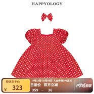 happyology英國兒童波點(diǎn)泡泡袖連身裙女童新品春全棉可愛(ài)夏連衣裙 紅底白波點(diǎn) 125 (124cm)