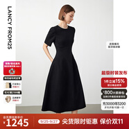 朗姿【Basic衣櫥】小香風法式赫本風波點裙子女夏新款連衣裙 黑色2 S