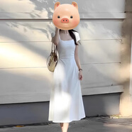 小紅書爆款法式初戀白色吊帶連衣裙子女夏季2025新款禮服長裙仙女 白色[短袖款]無口袋[全店半價]送 S[浪漫復(fù)古穿搭/生日小禮裙] 均碼