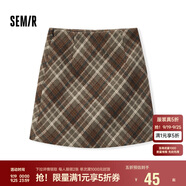 森馬（Semir）半身裙女格紋A字裙復(fù)古文藝冬俏皮短裙小個(gè)子學(xué)院風(fēng)101724120008
