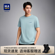 海瀾之家（HLA）短袖t恤男裝25夏季新款簡(jiǎn)約透氣舒適微彈圓領(lǐng)情侶上衣服男士T恤衫 HNTBJ2W220A淺藍(lán)N2 M /170建議63-68kg