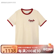 蔻馳（COACH）七夕情人節(jié)禮物短袖女士春夏季新款小紅蛇字母刺繡寬松休閑圓領(lǐng)撞 米色 S 建議45-57kg
