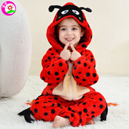 童編寶寶爬爬服家居服嬰兒衣服睡衣保暖衣動(dòng)物造型爬服動(dòng)物造型連體衣 瓢蟲(chóng)紅色 動(dòng)物造型保保暖衣 90cm 【建議身高75-85cm或體重20-24斤】 12-18月