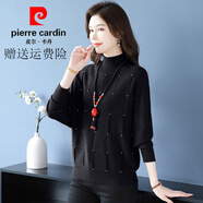 皮爾卡丹（pierre cardin）加肥加大碼女裝針織衫毛衣寬松遮肚韓版時(shí)尚洋氣蝙蝠袖針織衫上衣 黑色 3XL 140-155斤