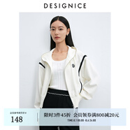 迪賽尼斯（DESIGNICE）2024年秋季新款通勤風(fēng)休閑氣質(zhì)連帽長(zhǎng)袖短外套女 象牙白 L