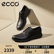 愛步（ECCO）德比鞋 牛皮增高休閑正裝皮鞋 混動(dòng)防水524704 黑色42