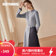 ROEYSHOUSE羅衣52.5%巴素蘭羊毛毛衣女秋裝新款氣質(zhì)修身針織連衣裙00653 珠光蘭 M