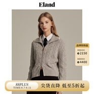 ELAND衣戀針織衫開衫格雷系中短款羊毛混紡雙頭拉鏈毛衣 淺灰色(16)L/Grey S (160)