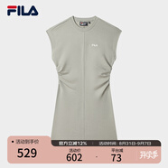 FILA 斐樂官方女裝針織連衣裙2025夏季新款時尚休閑無袖收腰裙子 綠卡其色-DK S 160/80A/S