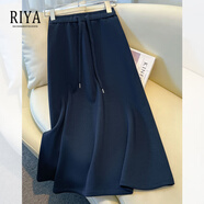 芮妍雅高端高腰灰色衛裙半身裙女秋冬季2025新款今年流行的氣質(zhì)a字傘裙 藏青色 L 28 建議105-115斤