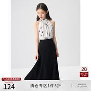 自巧小個子水墨印花掛脖連衣裙女新中式2024夏季新款襯衫魚尾裙子 水墨印花連衣裙 XS (2碼)