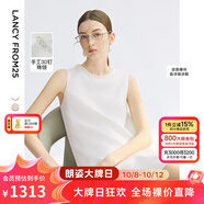朗姿2025夏季新款無袖圓領(lǐng)連衣裙女直筒重工釘珠優(yōu)雅通勤都市裙子 本白色 XL