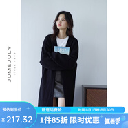 嘉茱莉新款長(cháng)款針織開(kāi)衫外套女寬松針織上衣V領(lǐng)中長(cháng)款毛衣毛衫 雅黑 均碼