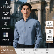布克兄弟（BrooksBrothers）男士春秋牛津紡扣結(jié)領(lǐng)logo休閑襯衫 4003-牛仔藍 2XL