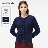 LACOSTE法國鱷魚(yú)女裝經(jīng)典款保暖圓領(lǐng)針織開(kāi)衫外套女|AF1020 166/藏青色 S 36