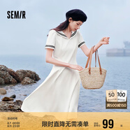 森馬連衣裙女海軍領(lǐng)學(xué)院風(fēng)氣質(zhì)夏白月光收腰長(zhǎng)裙溫柔109324114029
