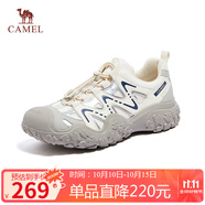 駱駝（CAMEL）溯溪鞋男撞色拼接綁帶戶外鞋 L14S469663 米白/灰/深藍(lán)(男款) 44