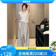 妍莉芬（yanlifen）休閑褲女夏裝搭配一整套鹽 上衣 S[80-95斤] 均碼
