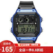 卡西歐（CASIO） 卡西歐(CASIO)小方塊數(shù)顯電子表狂飆安欣同款男防水學(xué)生運(yùn)動(dòng)手表 黑盤橡膠帶AE-1300WH-2A