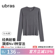 ubras25年新【劉雯同款】天絲羊毛小高領(lǐng)肌底秋衣女保暖舒適打底衣 圓領(lǐng)-都市深花灰色 XL