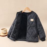 兒童棉服內膽男童保暖外套女童夾棉加絨棉衣中大童校服內膽冬季裝 黑色 （升級加絨） 110 建議（90-100cm）